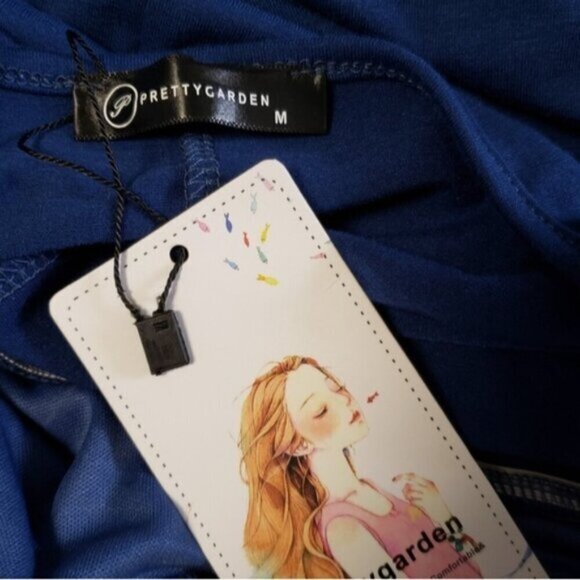 New Women's Pretty Garden Dress Blue Size Medium Long Sleeve - Picture 6 of 13